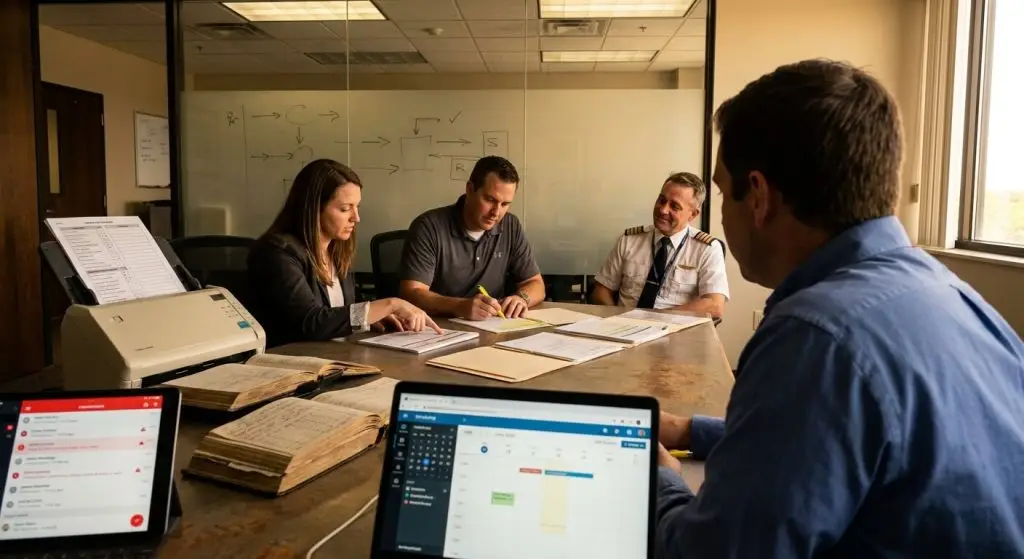 Corporate flight department operations management system dashboard
