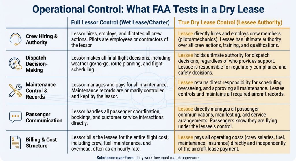 Dry Lease Management Best Practices: Avoiding Sham Lease Exposure in Part 91 Operations 2 - image2 Dry lease operational control documentation checklist for compliance